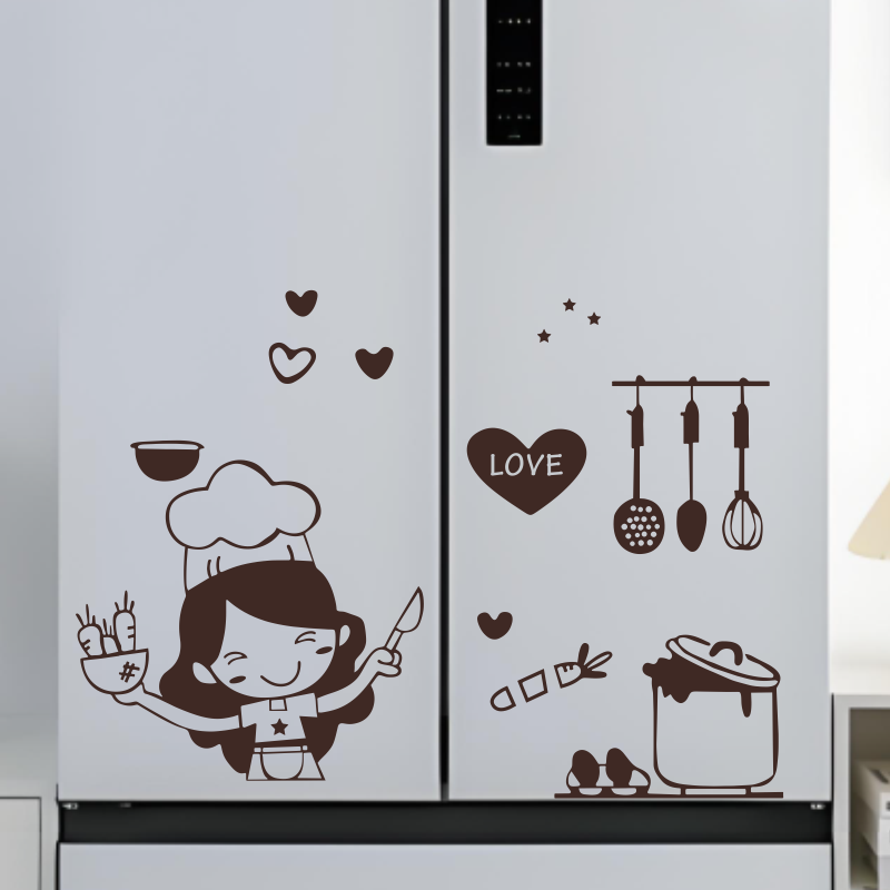 Home Bar And Fridge - Happy Girl Chef Loves Cooking Wall