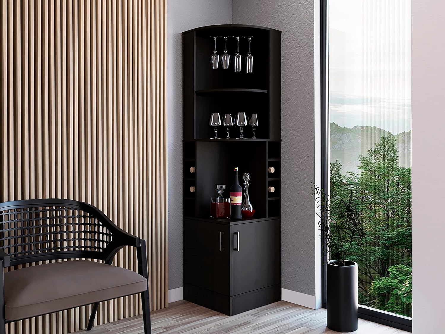 Corner Bar Cabinet with 2 Shel - Home Bar Shelves 评论和价格