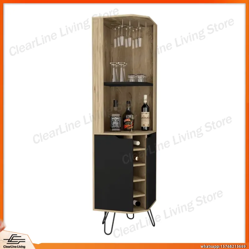 Corner Bar Cabinet with 6 Buil - Home Bar Shelf 评论和价格