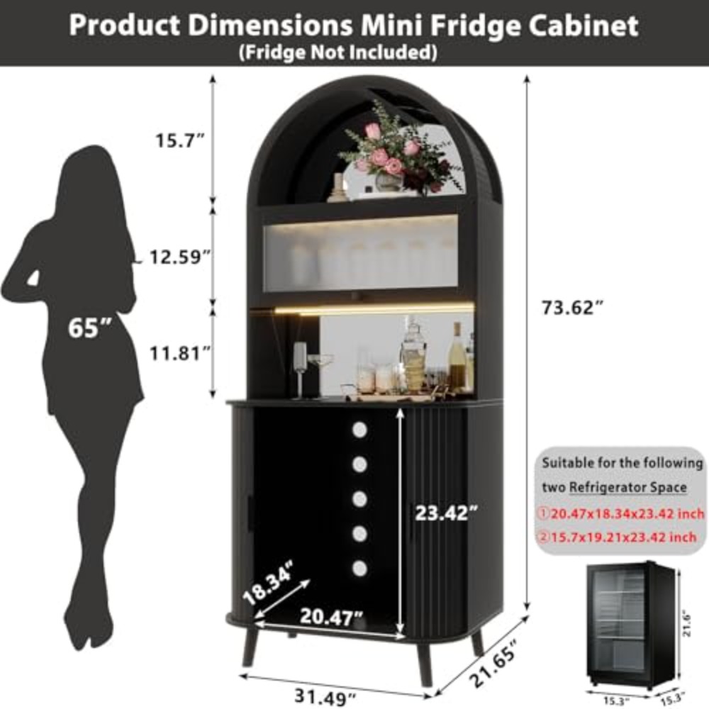 Wine Fridge Cabinet, Tall Bar  - Home Bar And Fridge 评论和价格