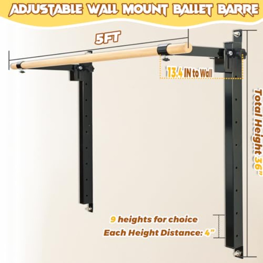 Wall Mounted Ballet Barre 4ft  - Home Bar And Gym 评论和价格