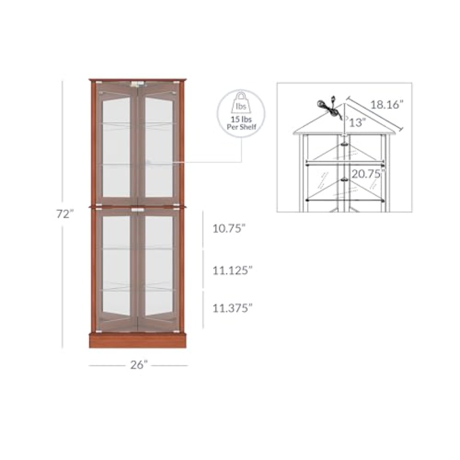 Lighted Corner Display Curio C - Home Bar And Cabinet 评论和价格