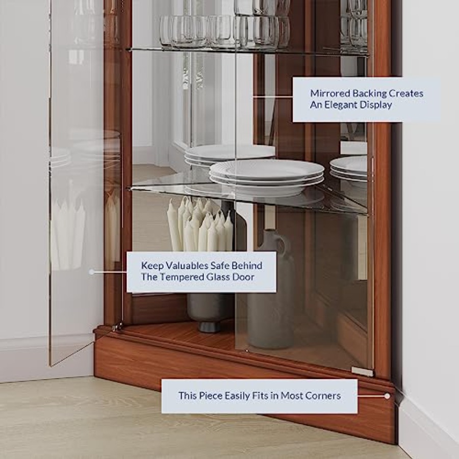 Lighted Corner Display Curio C - Home Bar And Cabinet 评论和价格