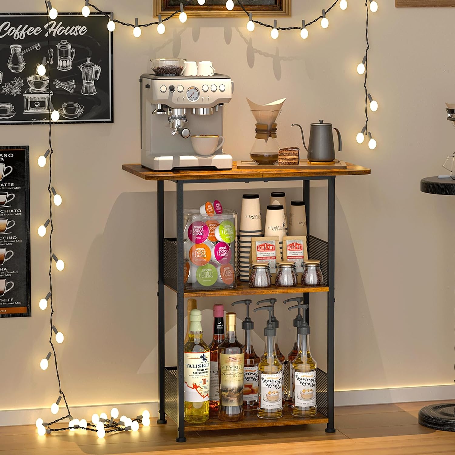 Mini Floor Standing Coffee Bar - Home Bar Setup 评论和价格