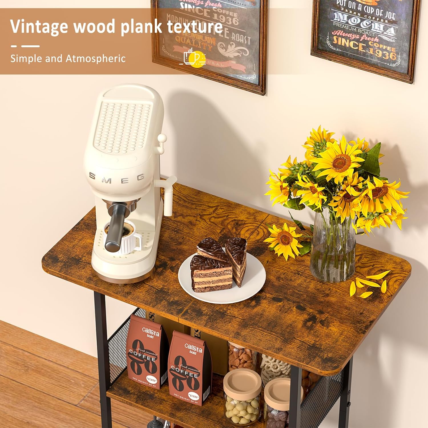 Mini Floor Standing Coffee Bar - Home Bar Setup 评论和价格