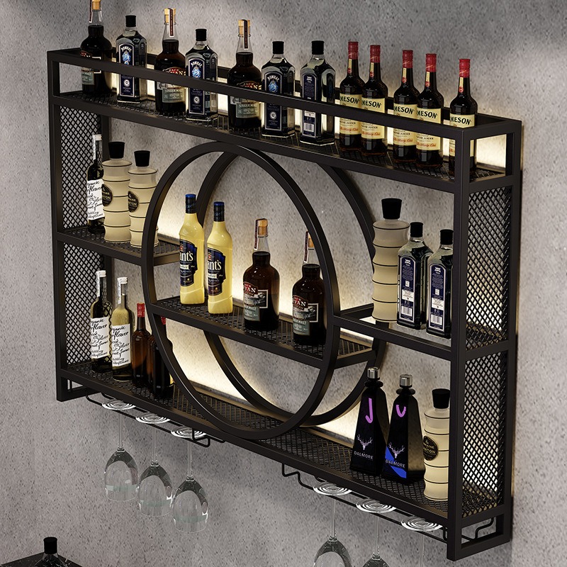Bar wine rack wall-mounted win - Home Bar And Cabinet 评论和价格