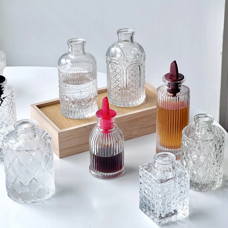 Glass Sauce Bottle Embossed Bi - Bitters Bottle Set 评论和价格