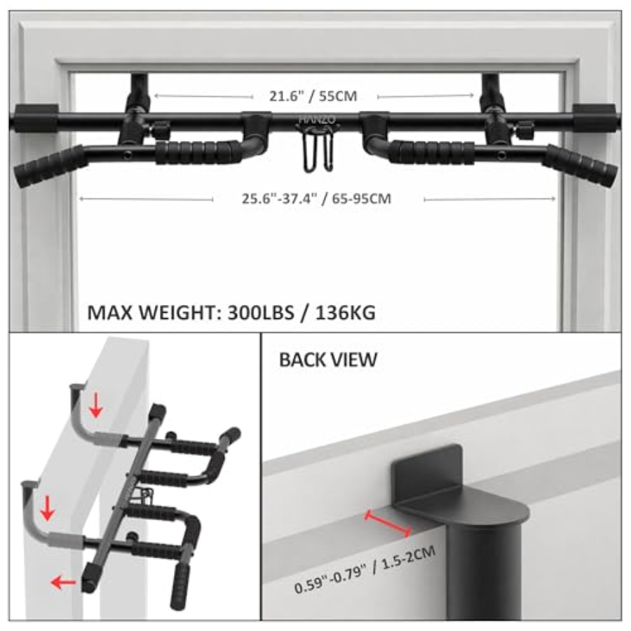 Doorway Pull Up Bar Set with S - Home Bar And Gym 评论和价格