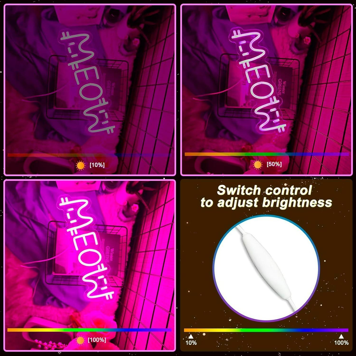 Meow Neon Sign Cat USB Powered - Home Bar Cafe 评论和价格