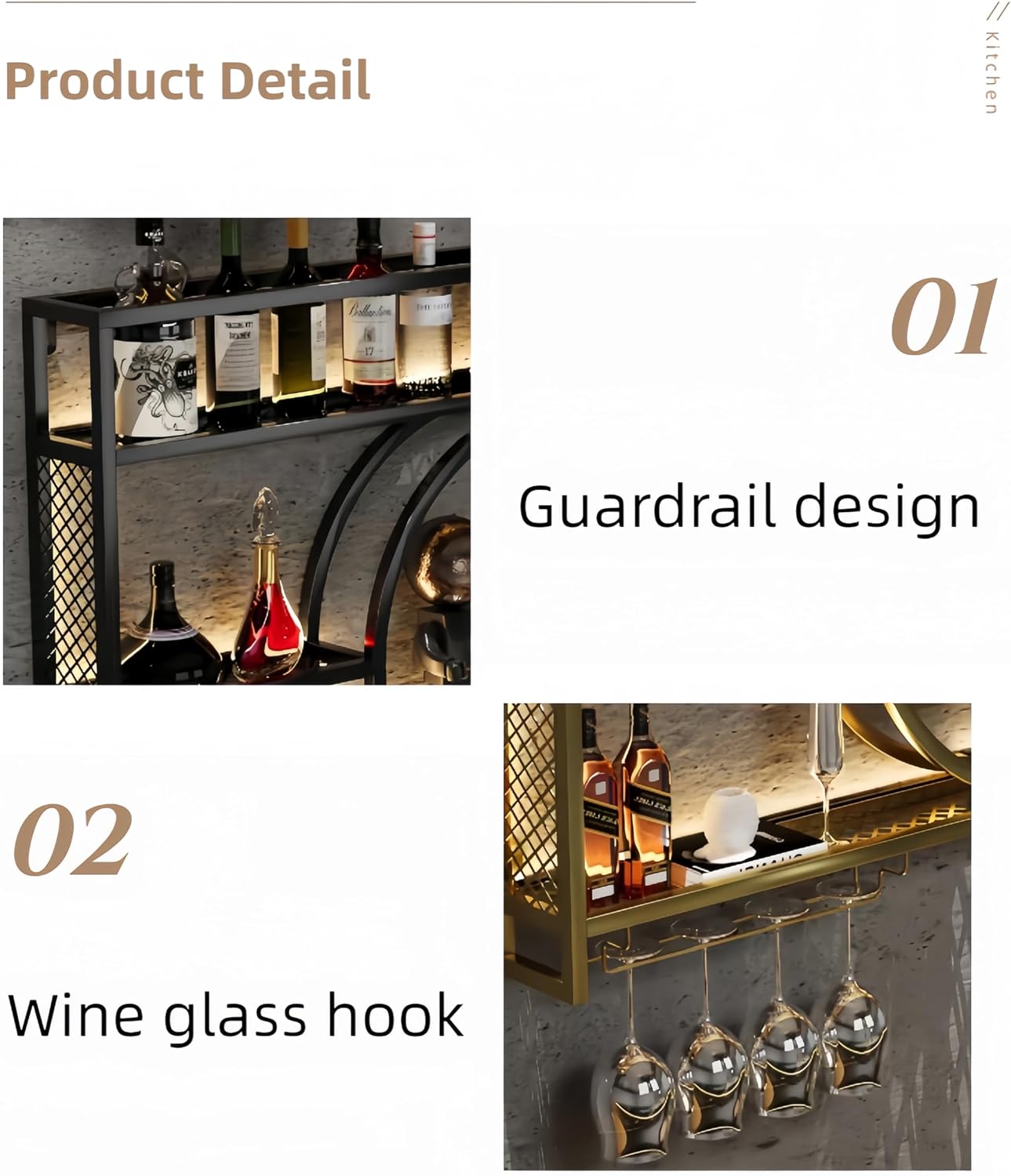 Black Metal Wall Mounted Wine  - Home Bar Shelf 评论和价格