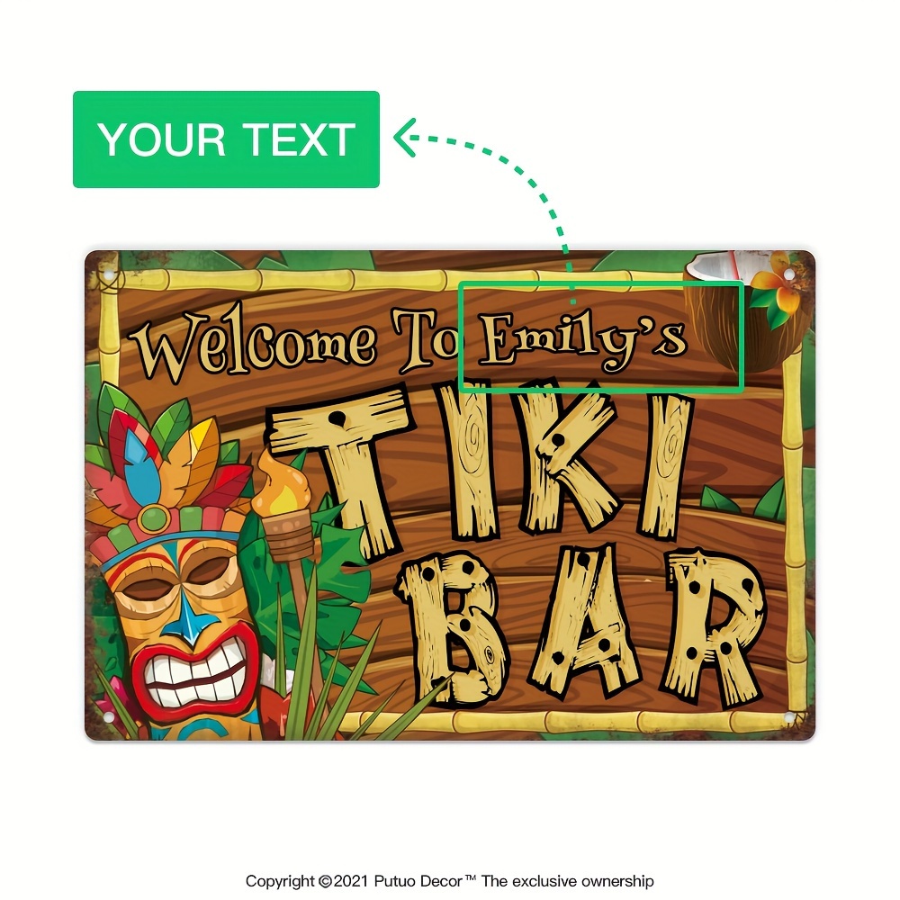 Custom  Decor Tiki Bar Sign, P - Home Bar Cafe 评论和价格