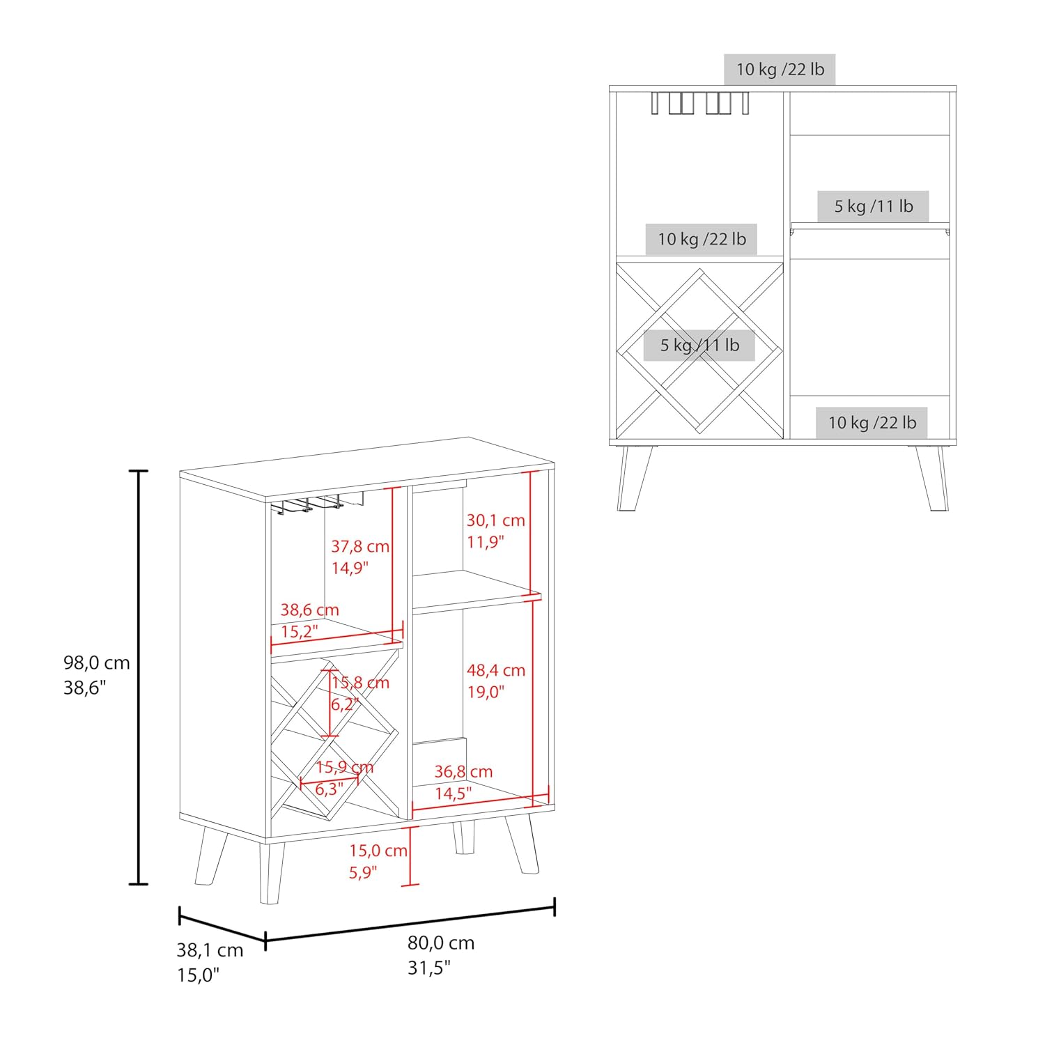 Oak Blue Bar Cabinet 4 Shelves - Home Bar Shelves 评论和价格